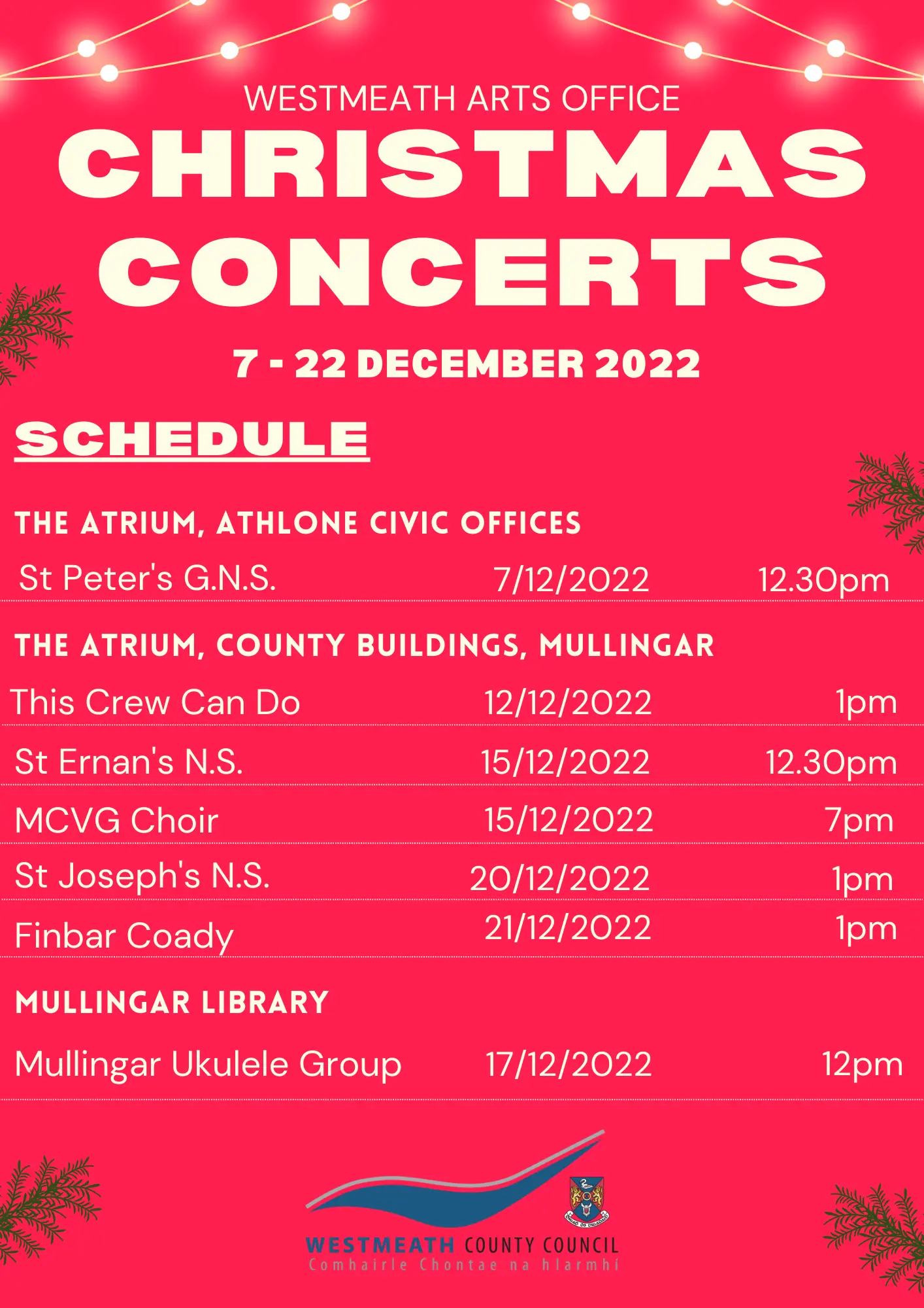 Westmeath Arts Office Christmas Concerts Westmeath Culture